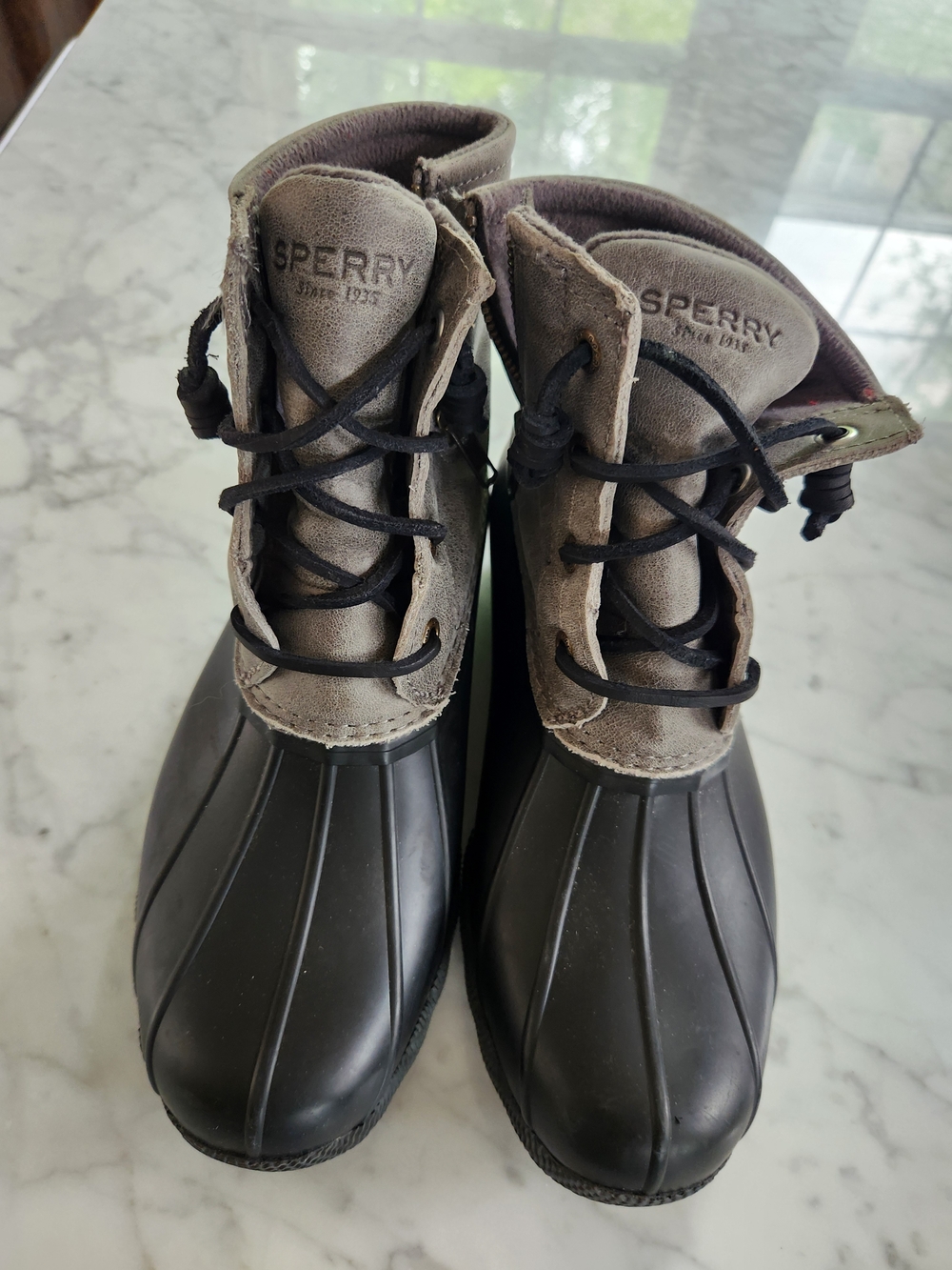 Sperry Duck Boots - 2 Tone, Black and Gray, LIKE NEW.